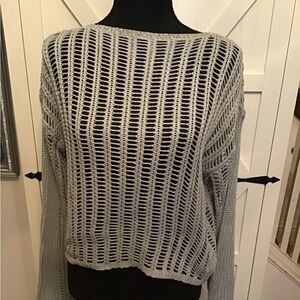 Elegant Open-Knit Gray Sweater